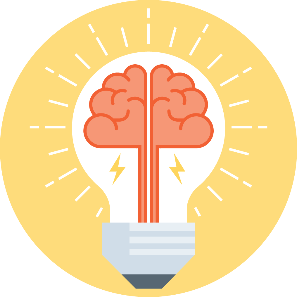 An illustration of a brain inside a light bulb