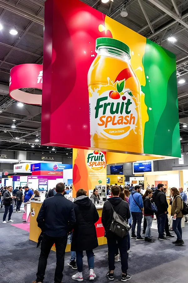 A colorful trade show booth