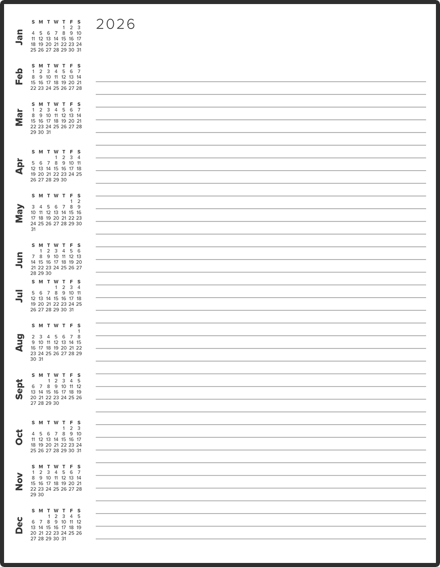 A drawing of a page from the calendar notepad